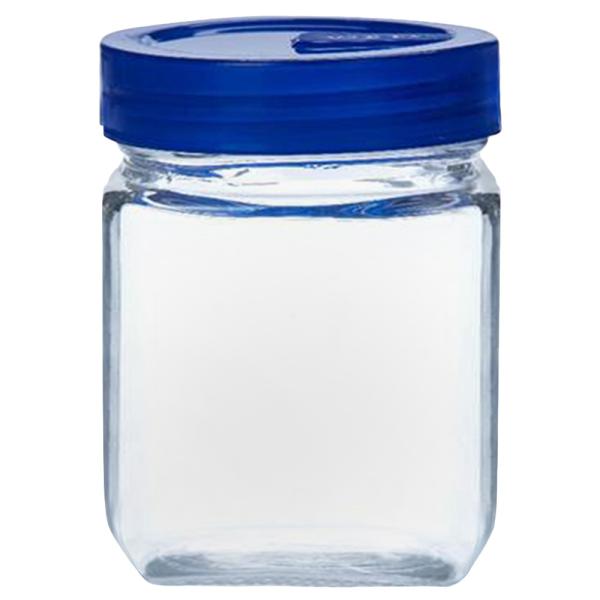 Yera Square Glass Jar with Blue Lid 320 ml (Set of 4) JioMart