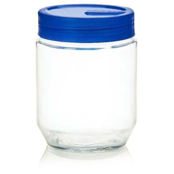 Yera Round Glass Jar with Blue Lid 580 ml (Set of 4) JioMart