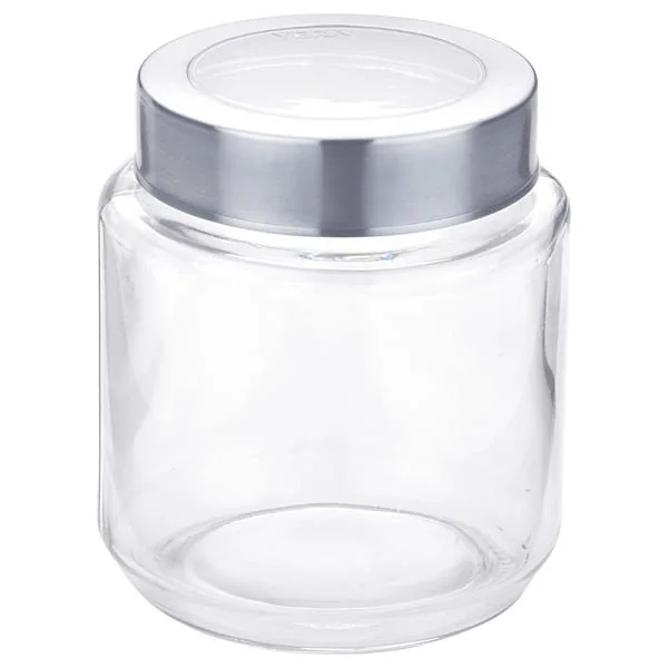 Yera Transparent Round Glass Jar with See Through Steel Lid 580 ml (Set