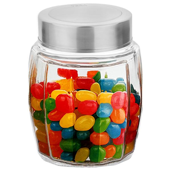 Yera Barrel Transparent Round Glass Jar 545+545 ml with Grey Lid (2 pcs) JioMart