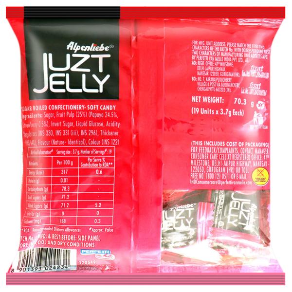 Alpenliebe Juzt Jelly Strawberry Flavour Soft Candy 70.3 g (Pack of 19