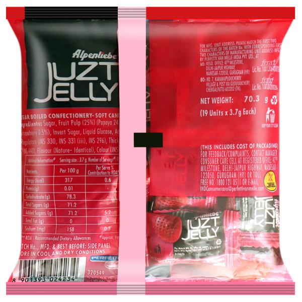 Alpenliebe Juzt Jelly Strawberry Flavour Soft Candy 70.3 g (Pack of 19