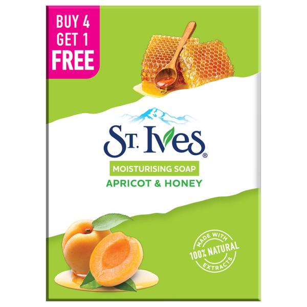 St. Ives Apricot & Honey Moisturising Bath Soap 125 g (Buy 4 Get 1 Free