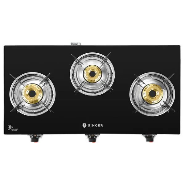 Singer Maxiflare Steel Glasstop 3 Burner LPG Gas Stove JioMart