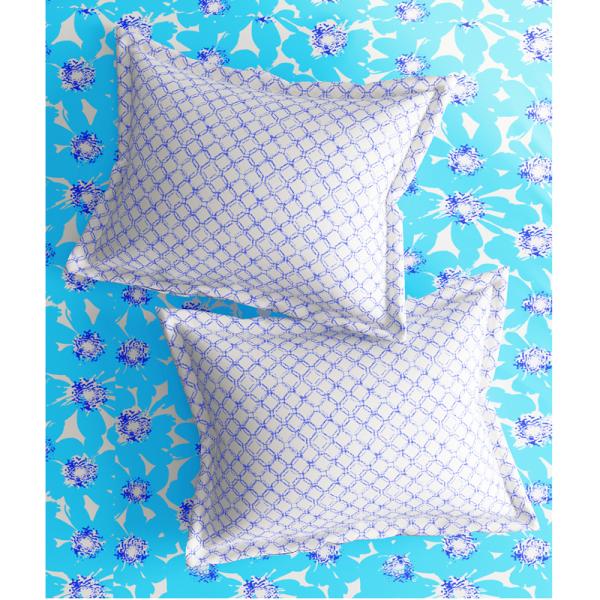 Home Expressions USA Blue Floral Cotton Double Bedsheet with 2 Pillow