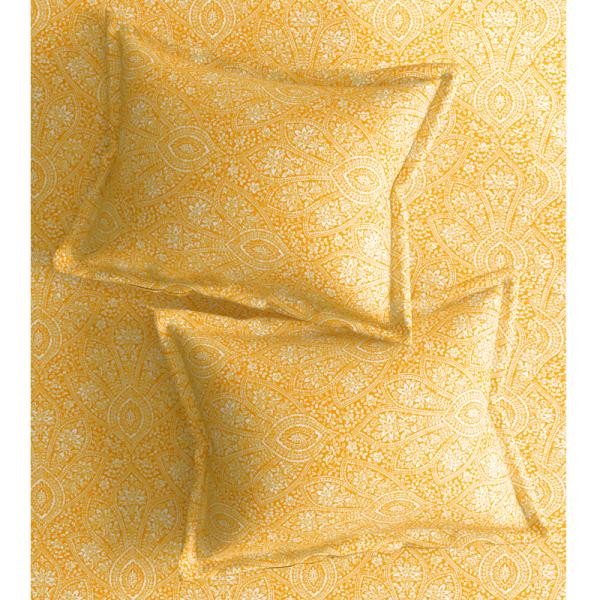 Home Expressions USA Yellow Ornamental Cotton Double Bedsheet with 2