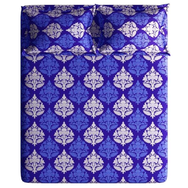 Home Expressions USA Blue Ornamental Cotton Super King Bedsheet with 2