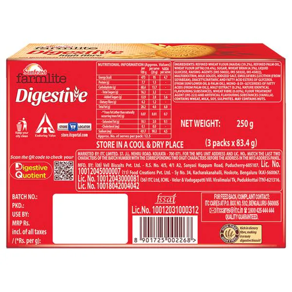 Sunfeast Farmlite Digestive High Fibre Biscuits 250 g JioMart