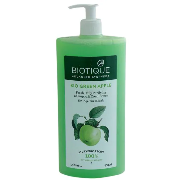 Biotique Bio Green Apple Fresh Daily Purifying Shampoo & Conditioner 650 ml  - JioMart