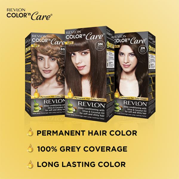 Revlon Color 'n Care Permanent Hair Color Cream, Light Golden Brown (6G)  (40 g + 60 ml +  ml) - JioMart