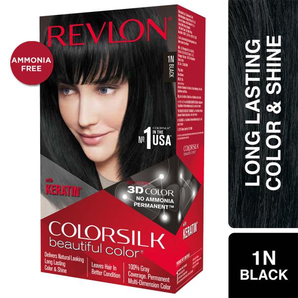Revlon Colorsilk Keratin Hair Color Women, Black (1N) (40 ml + 40 ml