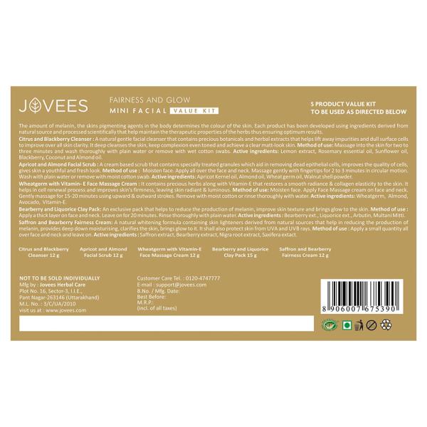 Jovees Fairness and Glow Mini Facial Value Kit 63 g JioMart