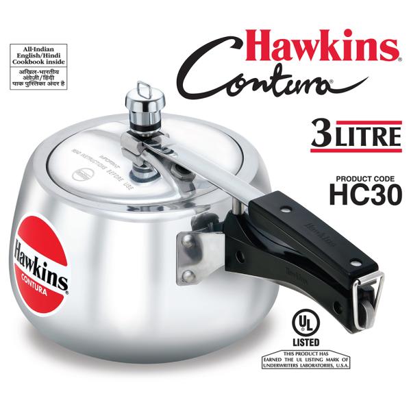 Hawkins Contura Aluminium Pressure Cooker 3 L with Inner Lid (HC30) JioMart