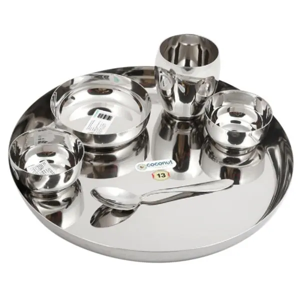 Coconut Mirror Finish Stainless Steel Dinner Set (6 pcs) JioMart