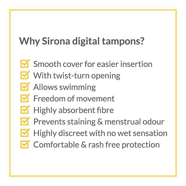 Sirona FDA Approved NonApplicator Tampon Heavy Flow 12's JioMart