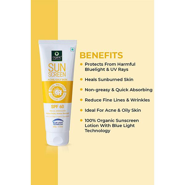 Organic Harvest Sunscreen Cream SPF 60 (Acne/Oily Skin) 100 gm JioMart