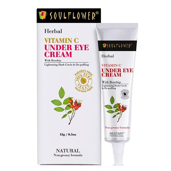 Soulflower Herbal Vitamin C Under Eye Cream with Rosehip Lightening