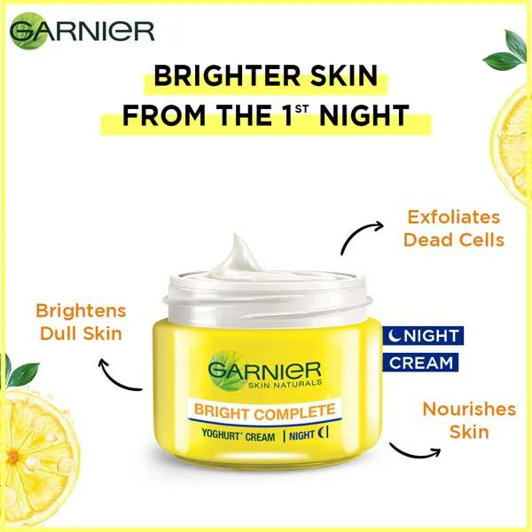 Garnier Skin Natural Bright Complete Night Cream Yogurt 18 gm JioMart