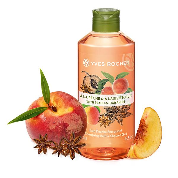 Yves Rocher Energizing Bath & Shower Gel With Peach & Star Anise 400 ml