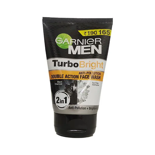 Garnier Men Turbo Bright Anti Pollution Double Action Face Wash 100 gm