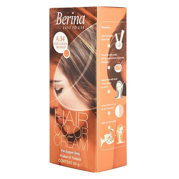 Berina A34 Light Golden Blonde Hair Color Cream 60 gm - JioMart