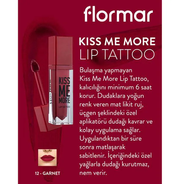 Flormar Kiss Me More Lip Tattoo 12 Garnet  gm - JioMart