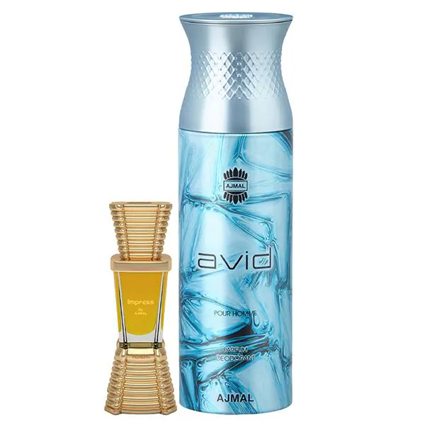 Ajmal Impress Concentrated Perfume Oil Citrus And Avid Homme Deodorant Aquatic Woody Fragrance