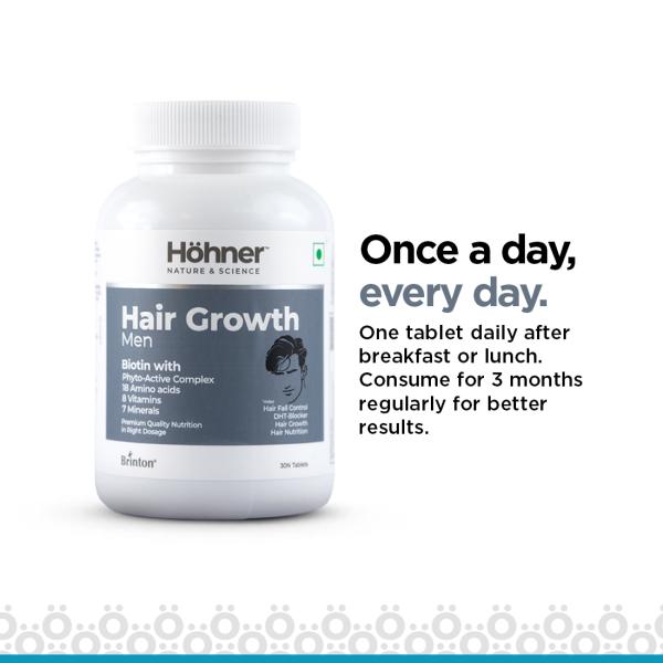 Hohner Hair Growth Men with Biotin, Amino Acids, and Phyto-actives |  Controls Hair Fall, Provides Hair Nutrition and Ensure Hair Growth for Men  - JioMart