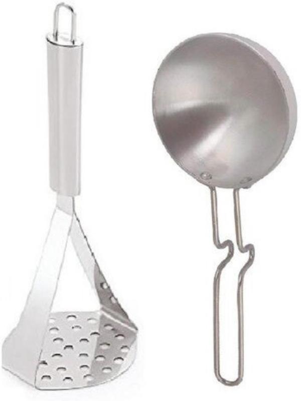 Urban Buy Multicolor Steel Potato Masher With Tadka Pan Kitchen Tool