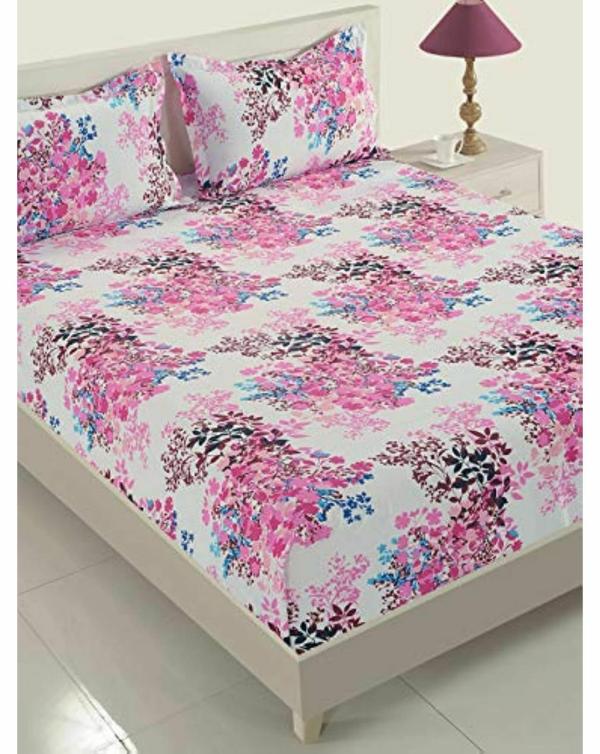 Swayam Floral Design Veda Cotton Single Bedsheet with 1 Pillow Cover