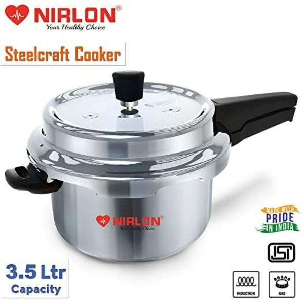 NIRLON Induction Compatible Outer Lid Stainless Steel Pressure Cooker, 3.5 Liters, Silver JioMart