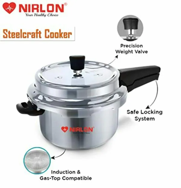 NIRLON Induction Compatible Outer Lid Stainless Steel Pressure Cooker
