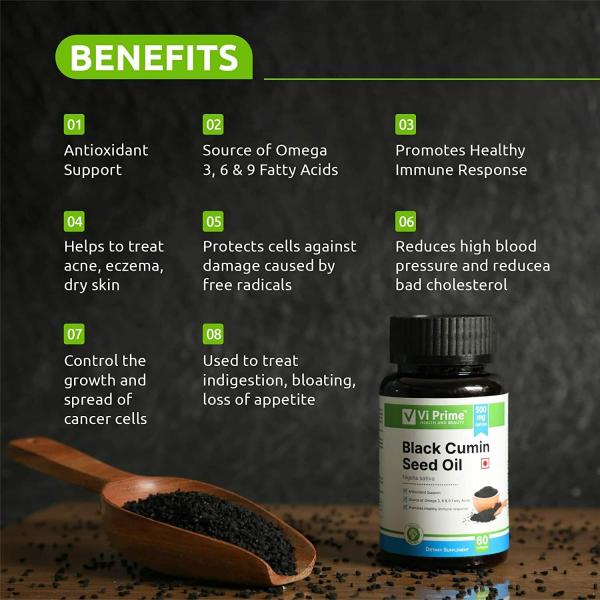 Vi Prime Health and Beauty Black Cumin Seed Oil Capsule, Reduce Bad