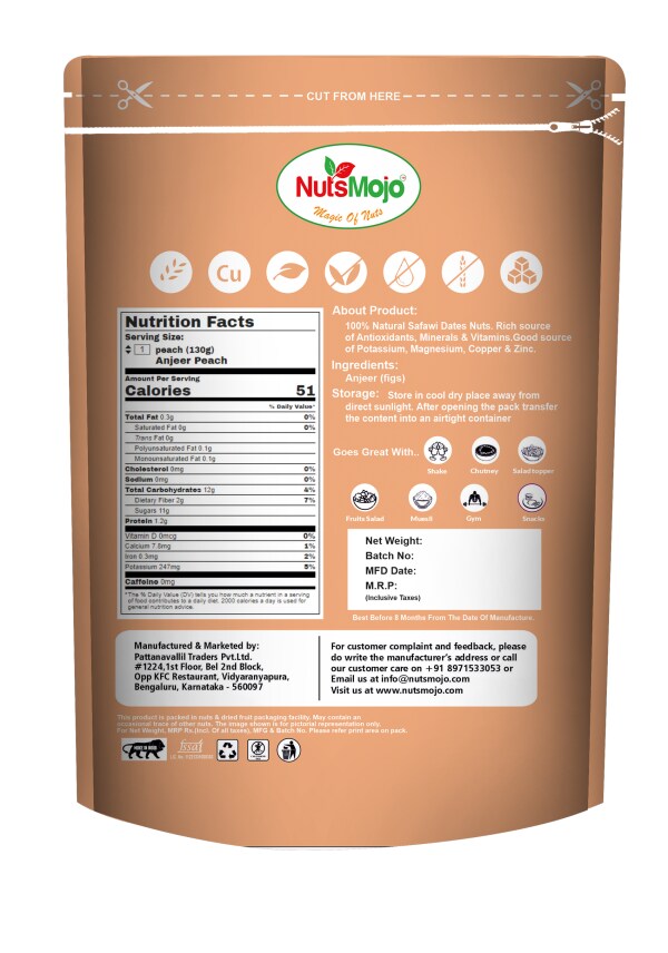 NutsMojo Premium Dried Anjeer / Dry Figs 500 gram ( 250g x 2 Pack