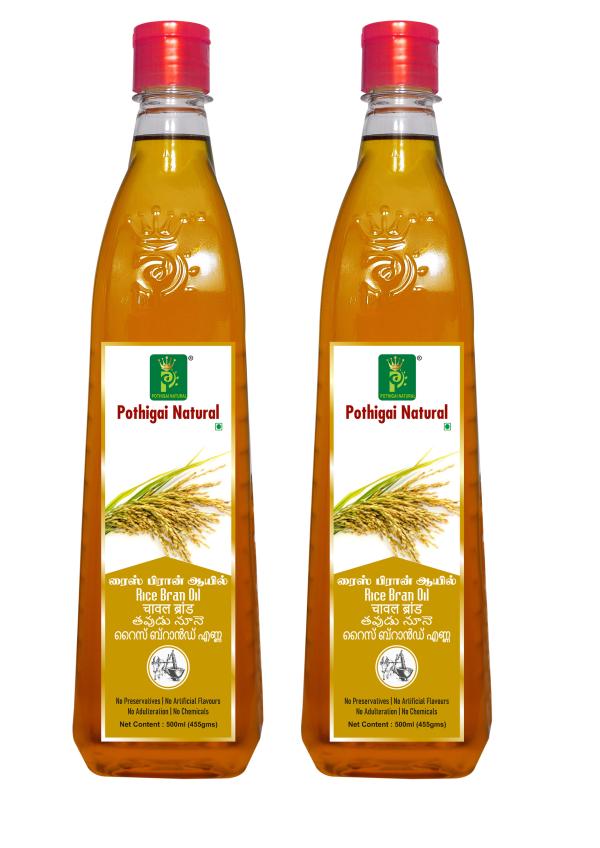 Pothigai Natural Combo Rice Bran oil 2 litre/Premium cold pressed cooking oil/source of good