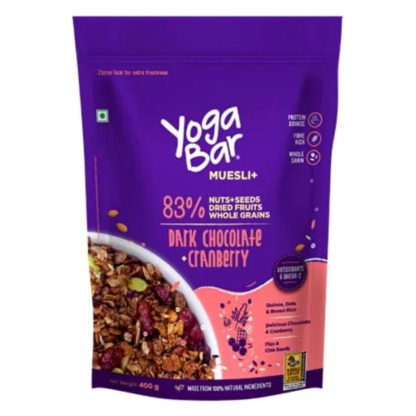 Yogabar Dark Chocolate Muesli with Cranberry 700g (Pack of 2) Healthy