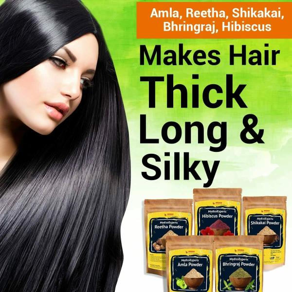 Medicoexperts Amla, Reetha, Shikakai, Hibiscus, Bhringraj Powder Combo For  Hair Rich In Vitamin C 100 g Pack Of 5 - JioMart