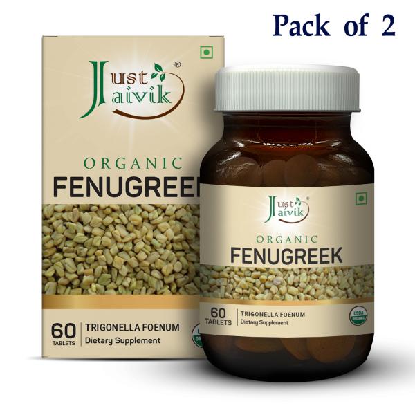 Just Jaivik Organic Fenugreek Tablets 600mg 60 Tablets (Pack of 2