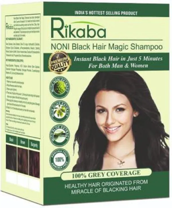 RIKABA Noni Natural Black Hair Colour Shampoo for Men & Women (30ml, 20) ,  Black - JioMart