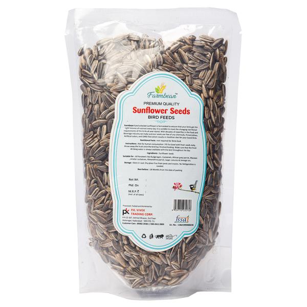 Farmbean Premium Striped Sunflower Seeds for Bird Fortified with