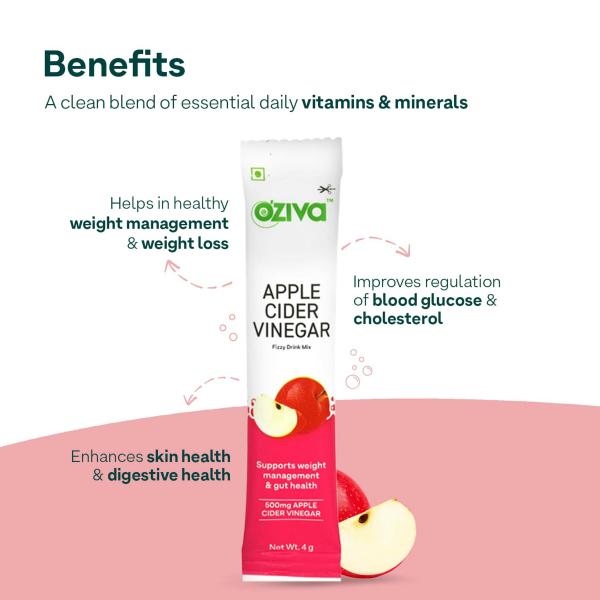OZiva Apple Cider Vinegar Fizzy Drink + ACV Matcha 50g For Weight