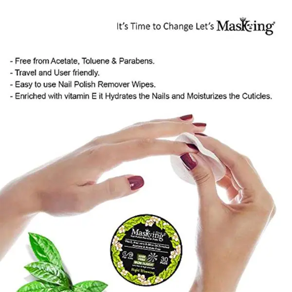 Masking (Night Blooming) and (Orange) Nail Polish Remover Pads, Round Wipes  (Combo Pack of 2) Contains