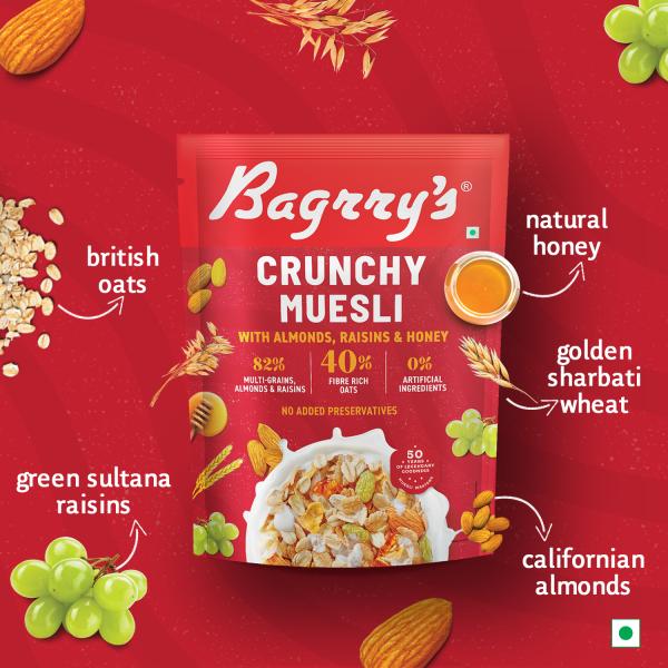 Bagrry's Crunchy Muesli, 425 GM 40 Fibre Rich Oats with Bran 82