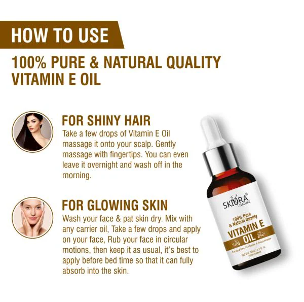 Skiura Nature Pure Vitamin E Oil Best For Face, Hair, Nail, Eyelashes, Skin  Care (30 ml) - JioMart