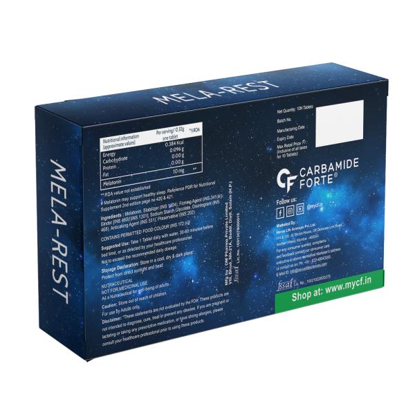 Carbamide Forte MelaRest Melatonin 10 Mg Sleep Supplement Tablets