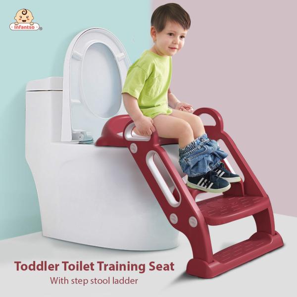 Infantso Mehroon Potty Training / Step Toilet Cushioned Seat With steps