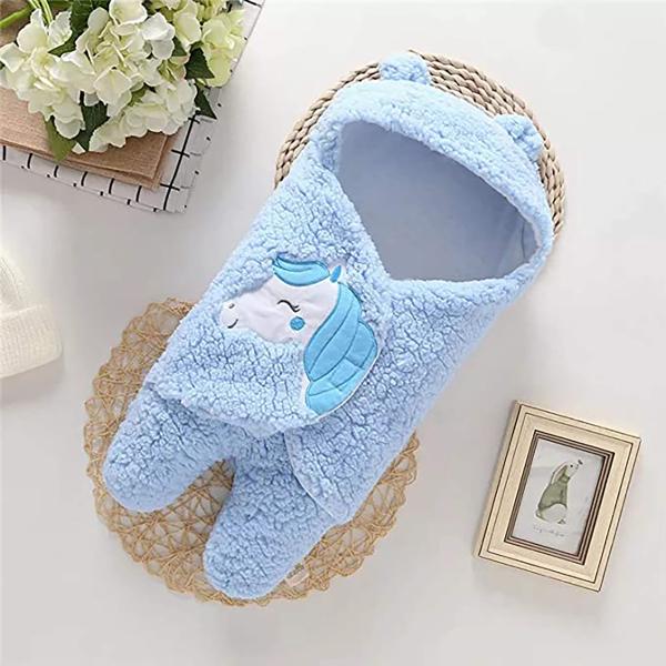 MY NEWBORN Baby Blanket Wrapper Hooded Sleeping Bag Blue JioMart