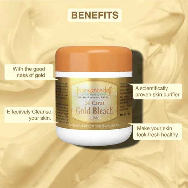 Aryanveda 24 Carat Gold Bleach Cream For All Skin Types Provides