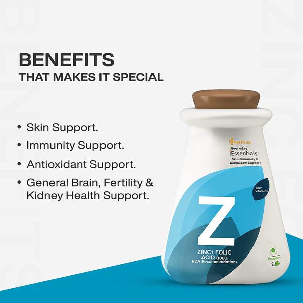 MyFitFuel Zinc + Folic Acid (100 RDA 90 Capsules 90