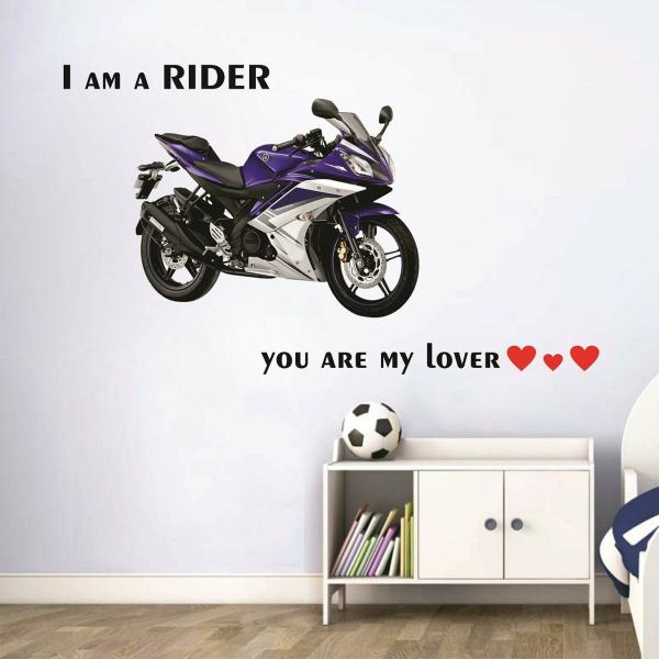 CUSTOMSCART Multicolor vinyl Wallsticker R15 Bike I Am A Rider, you Are